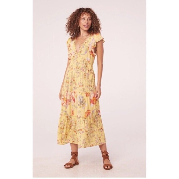 NWT $119 Band Of The Free Amaryllis Maxi Dress Yellow Floral Size XS - Picture 1 of 8